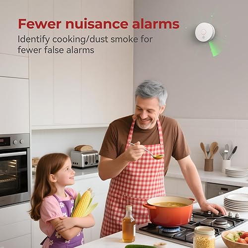 Miniatura 3 de SITERLINK Detectores de humo, batería reemplazable incluida, alarmas de humo con botón de silencio de 10 horas, detector de humo con sensor