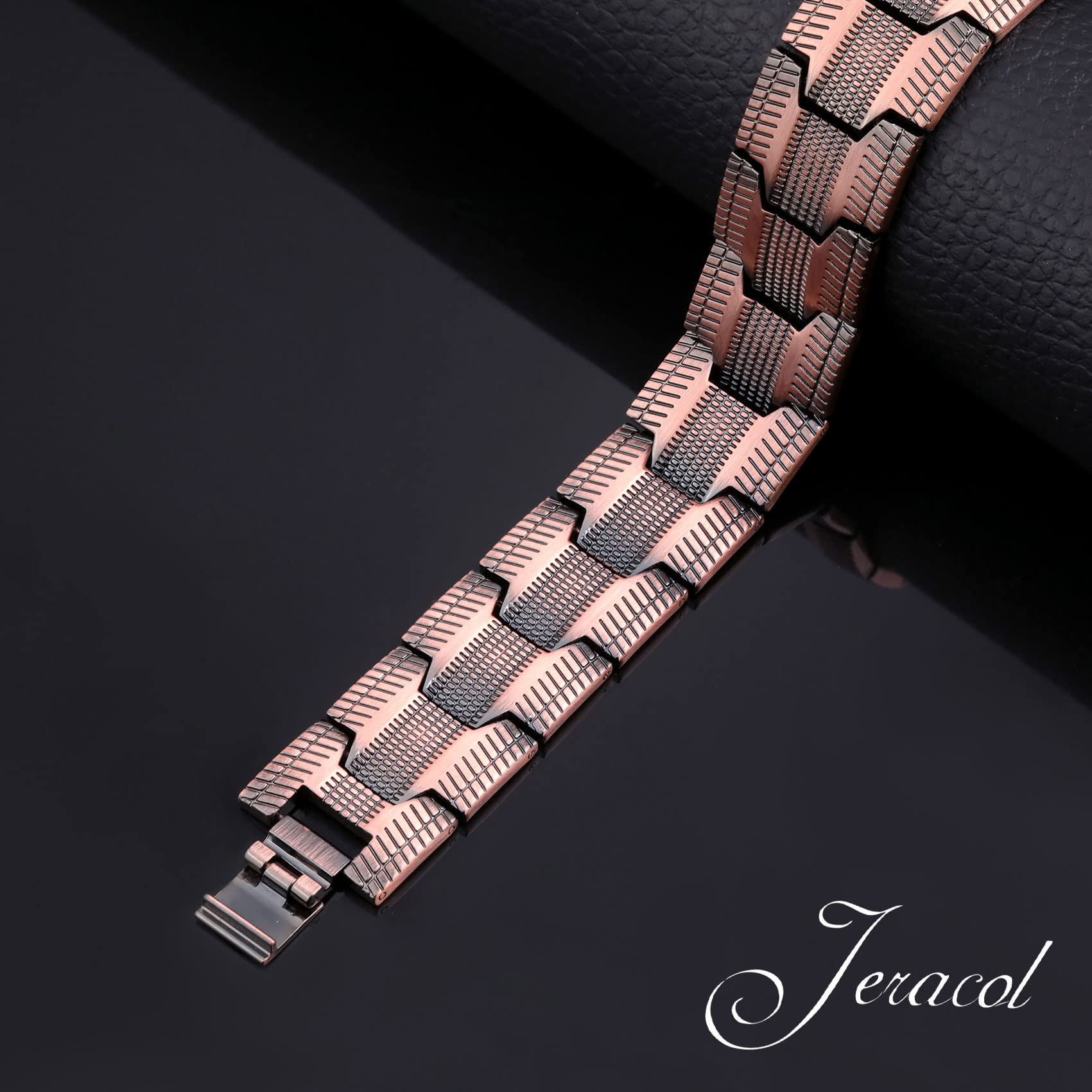 Jeracol 99,99% massives Kupfer, magnetische Armbänder für Herren, 3 x ultrastarke Magnete (3500 Gauss), magnetische Armbänder, Brazaletes zum Jahrestag, verstellbare Größe und Schmuck-Geschenkbox