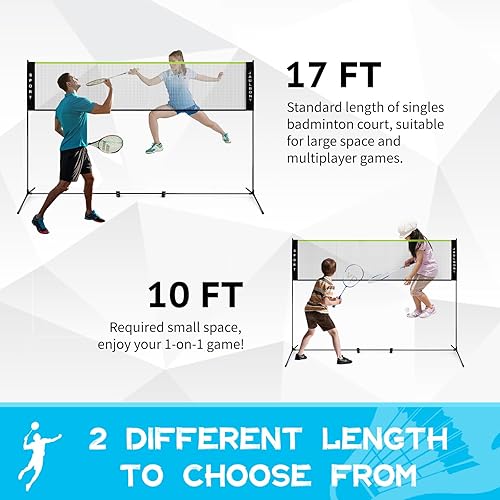 Vista 16 de Red de voleibol de pickleball para exteriores, altura ajustable, 17 pies/10 pies x 7.2 pies, red de bádminton para patio trasero, tenis, portátil