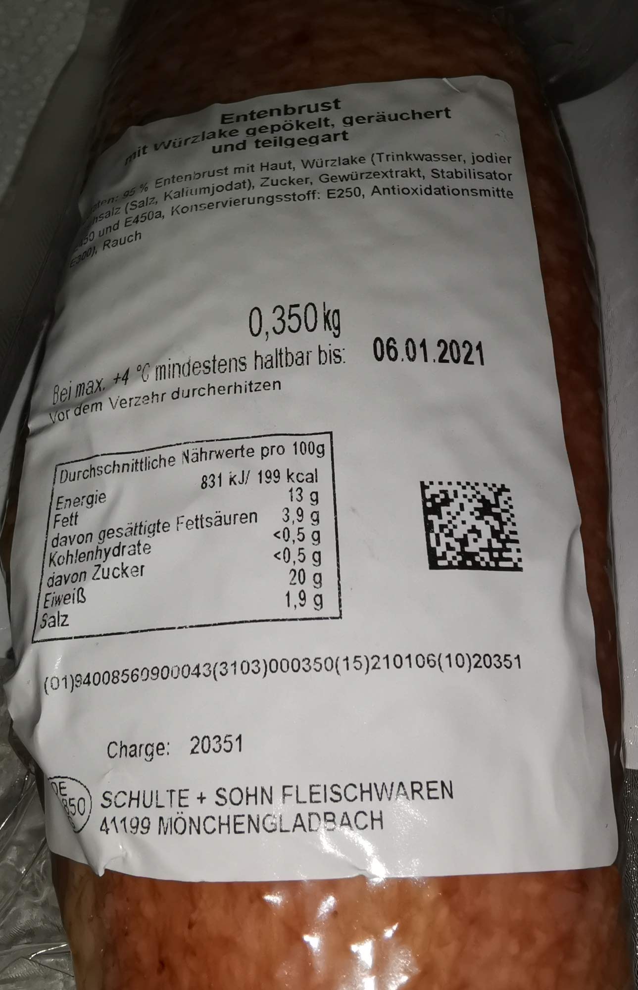 Barbarie Entenbrust geräuchert 2 Stück ca. 500-600g