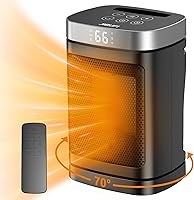 JIBUFI 1500W PTC Portable Space Heater with 70° Oscillation, Remote Control & 12Hr Timer - Fast Safe Heating for Bedroom Office Tent