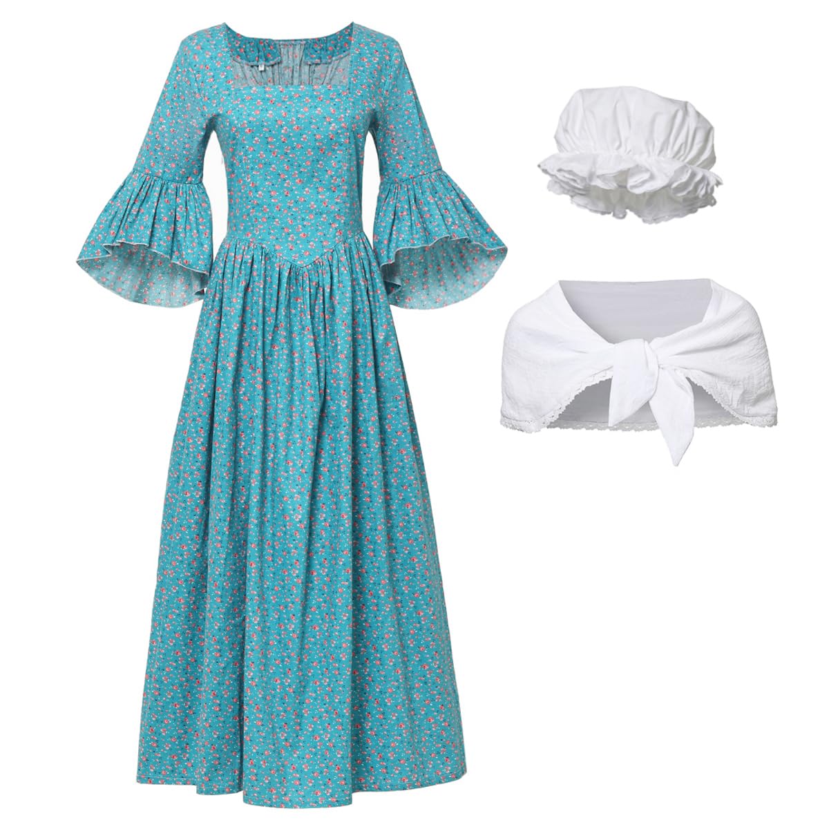 GRACEARTPioneer Woman Costume Colonial Prairie Dress for Women 100% Cotton