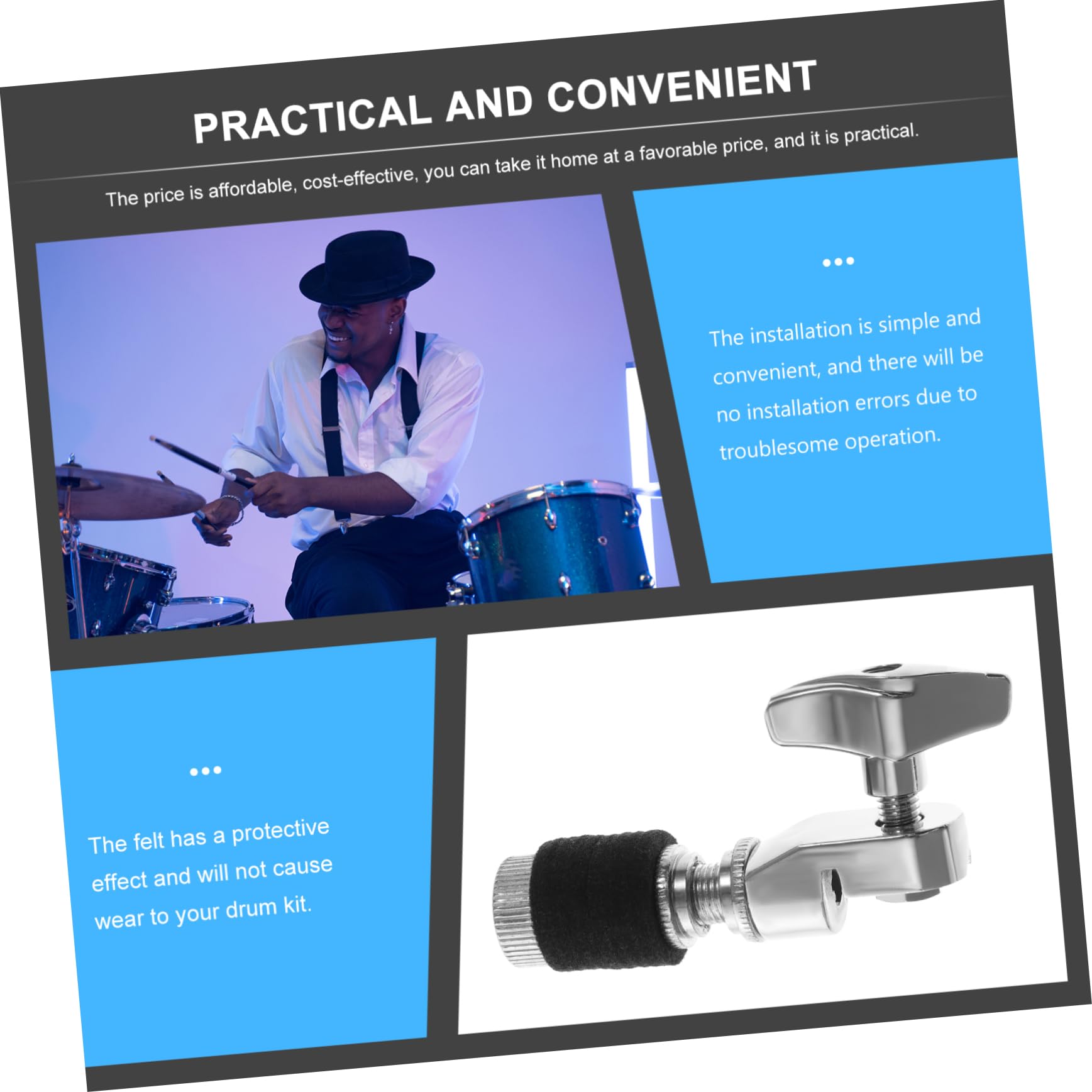 BESTonZON Frizione Per Charleston Resistente in Metallo , Supporto Per Piatti Hi Hat, Accessorio Di Ricambio Per Batteria Jazz Compatto e Durevole, Adatto Per Drum Kit