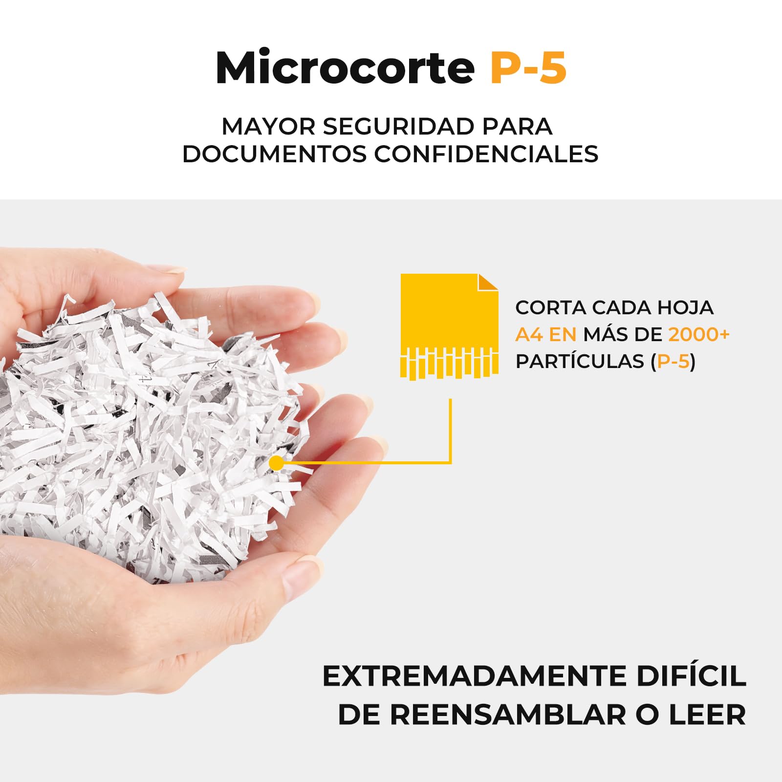 Trituradora de Papel con Alimentación Automática, 40 min Continuo, Nivel P-5, Destructora Eléctrica, Papelera 22L, para Oficina/Casa/Industrial/Hogar