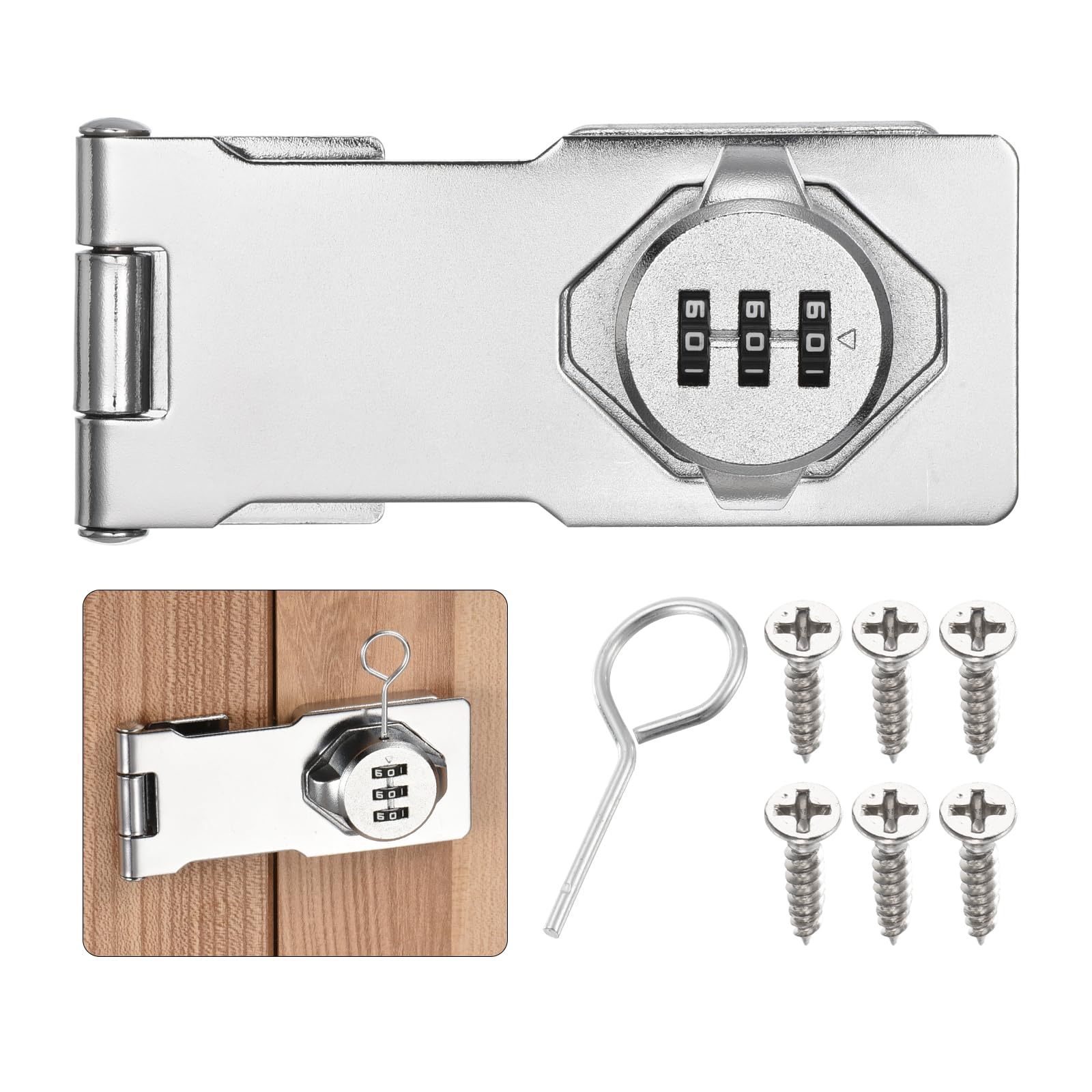 uxcell Password Hasp Locks, Cabinet Door Combination Lock, Barn Door Lock Latch for Small Doors Cabinets, Barn Door, Bathroom