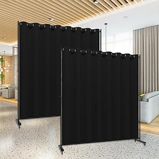 Room Divider Kit, 13.1 ft x 6.6 ft, 4 Rolling Wheels Curtain Divider Sta...