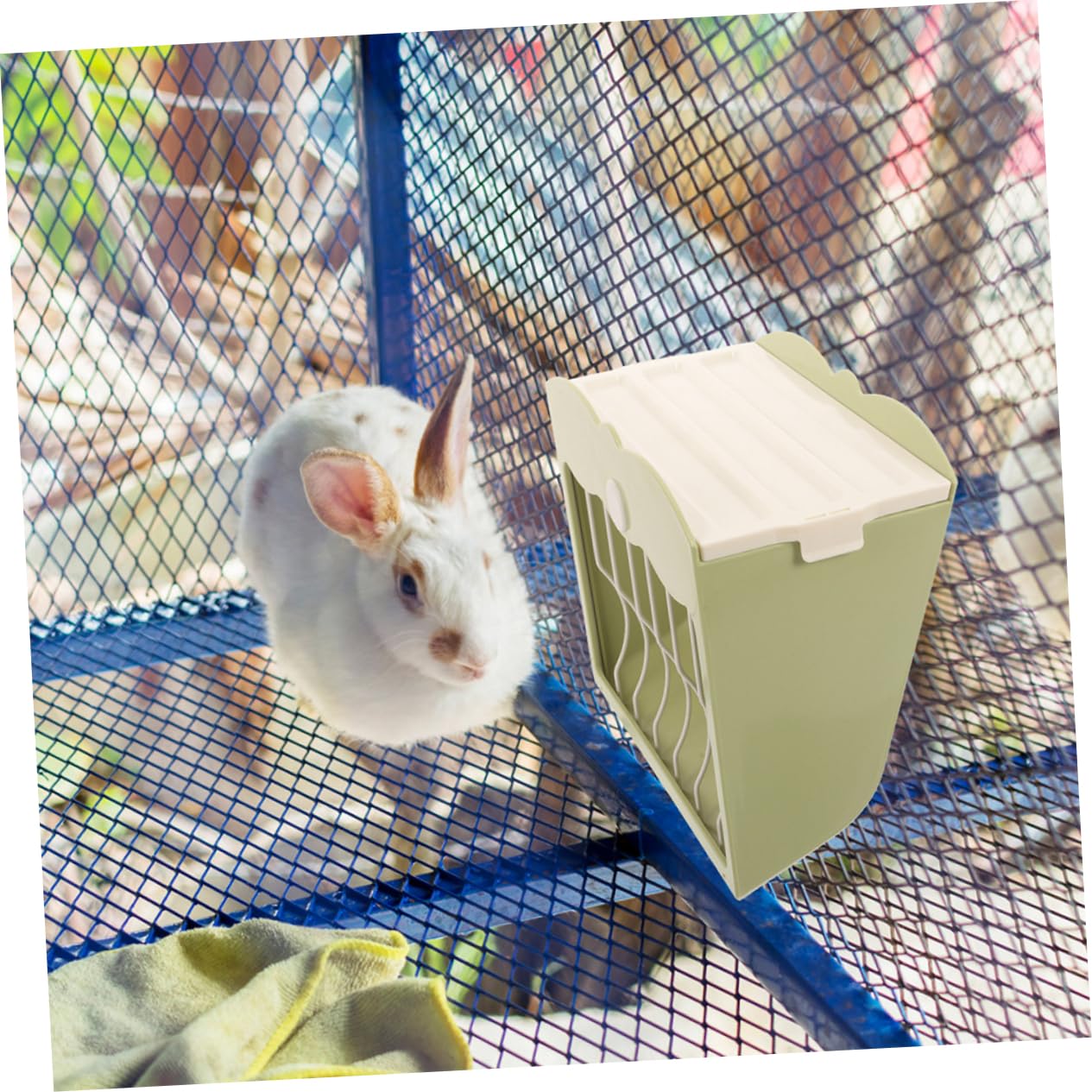 Toyvian 2pezzi Feeder Per Conigli Contenitore Appeso Per Fieno e Cibo Rete e Copertura Soluzione Pratica Per Piccoli Animali Come Conigli Porcellini e Criceti