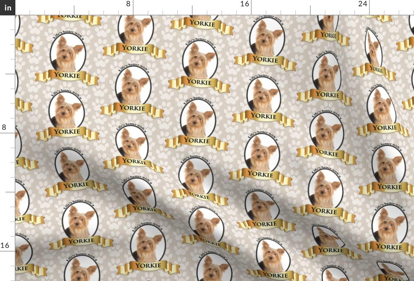 Spoonflower Fabric - Yorkie Yorkshire Terrier Dog Pet Paw Print Printed on Chiffon Fabric by The Yard - Sewing Fashion Apparel Dresses Home Decor
