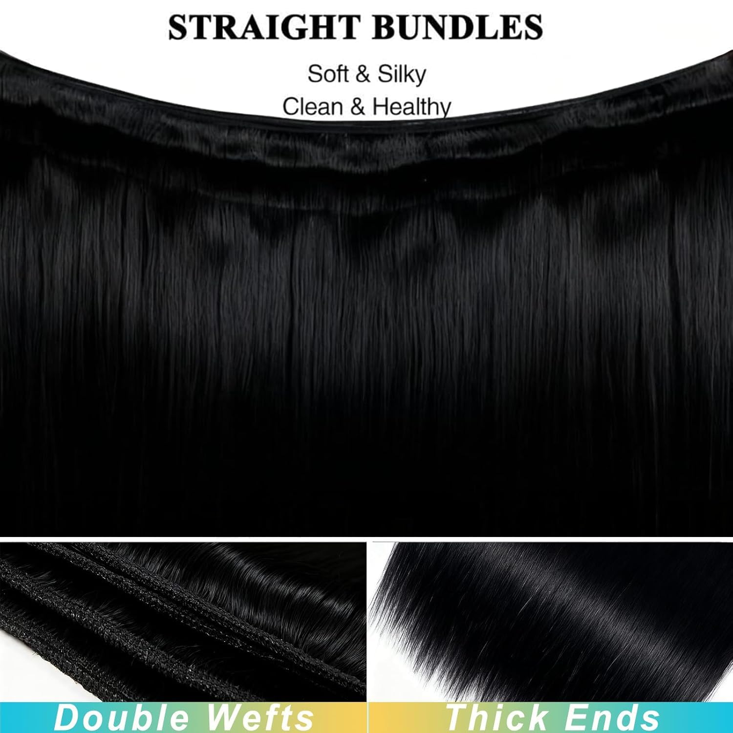 Straight Human Hair Bundles for Black Women 32 inch 13A Grade 100% Unprocessed Straight Bundles Human Hair Extensions Natural Black Color