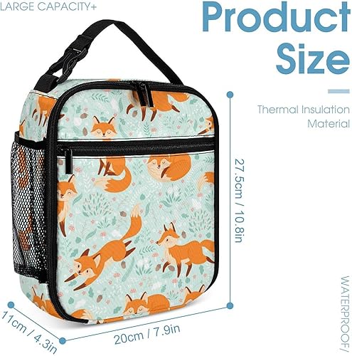 Miniatura 4 de Juego de 3 mochilas de dibujos animados, ligera y duradera, bonita bolsa para portátil con bolsas de almuerzo, elegante mochila para hombros, Zorro