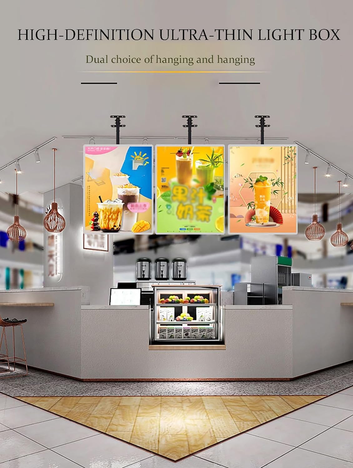 Pantalla de visualización de carteles iluminada, tablero de menú retroiluminado LED de montaje en pared, visualización de menú de ventana for restaurante, publicidad de tienda (3 piezas/juego)(50*70cm