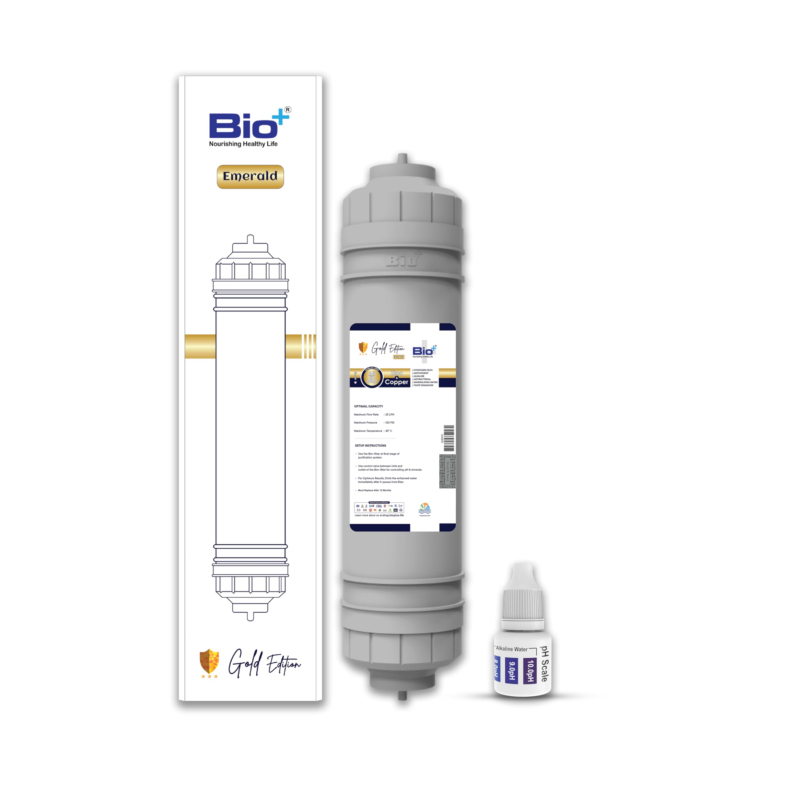 7-in-1 H2AAA ZINC & Copper Water Filter | Alkaline Water Purifier Filter | Hydrogen-Rich Antioxidant Mineralising Alkaline - 10 Inch - 10500 L - Gold Edition-picture-17