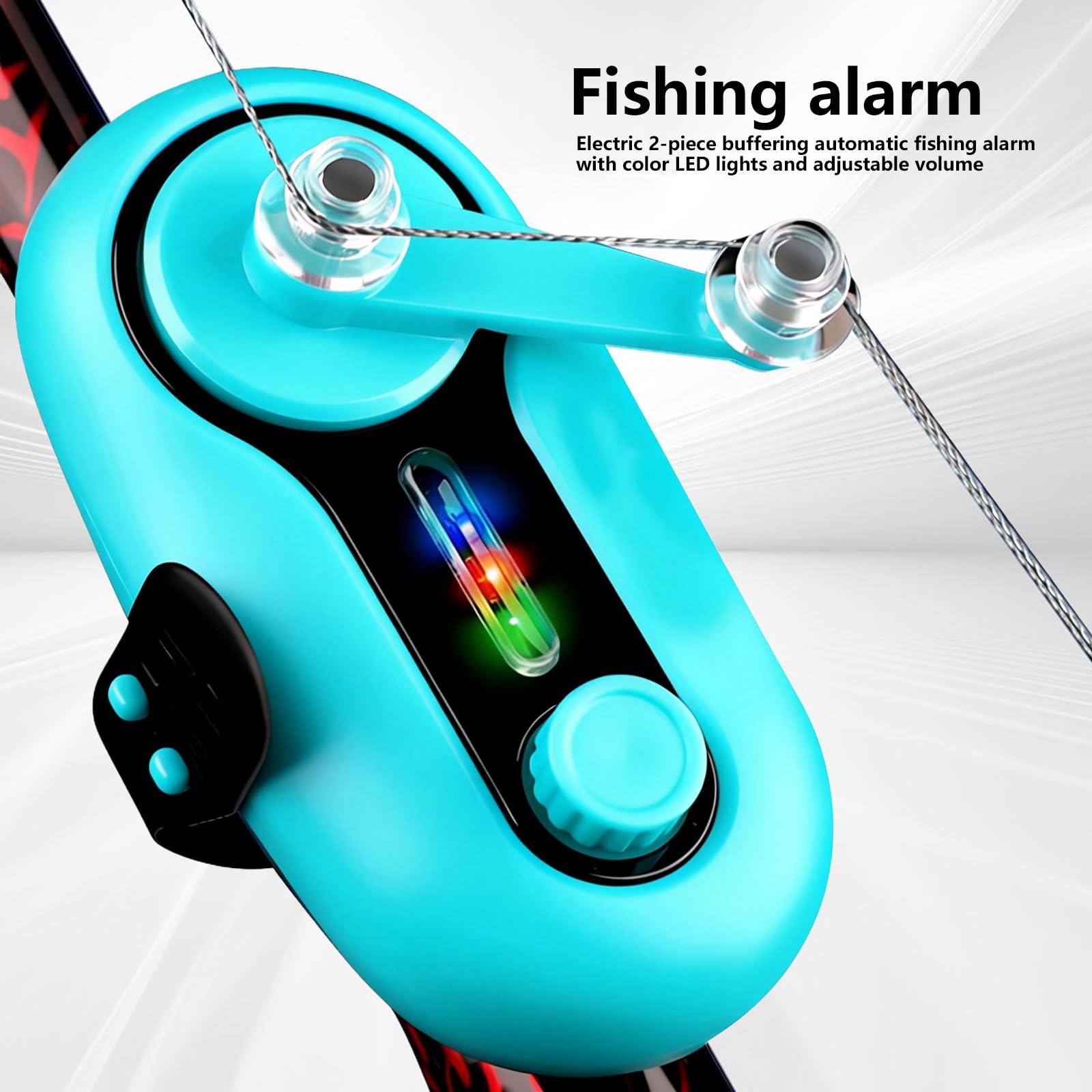 PORFOYO Lot de 2 détecteurs de touche électroniques, avec lumière LED et son, contrôle du volume, alarme électronique pour la pêche de nuit et différentes cannes à pêche