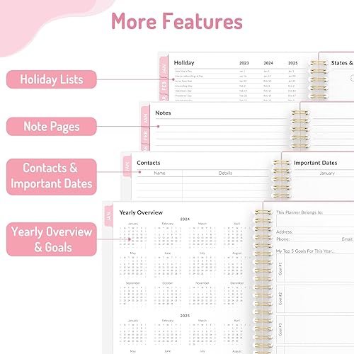Miniatura 4 de Forvencer - Agenda 2024, agenda semanal y mensual encuadernada en espiral, enero a diciembre de 2024, agenda estética Forvencer de 8.3 x 6 pulgadas,