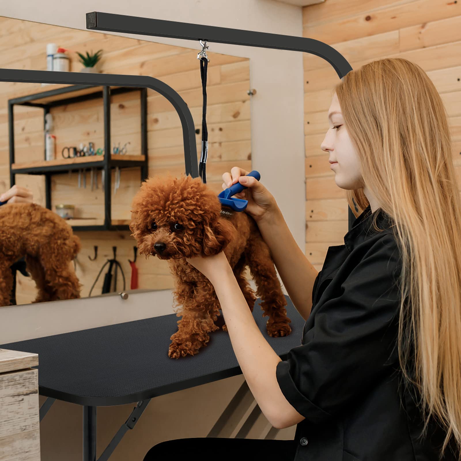UISEBRT Tavolo da toelettatura per cani con soffietto regolabile in altezza, portata fino a 60 kg, per cani e gatti, 80,5 x 46 x 76 cm