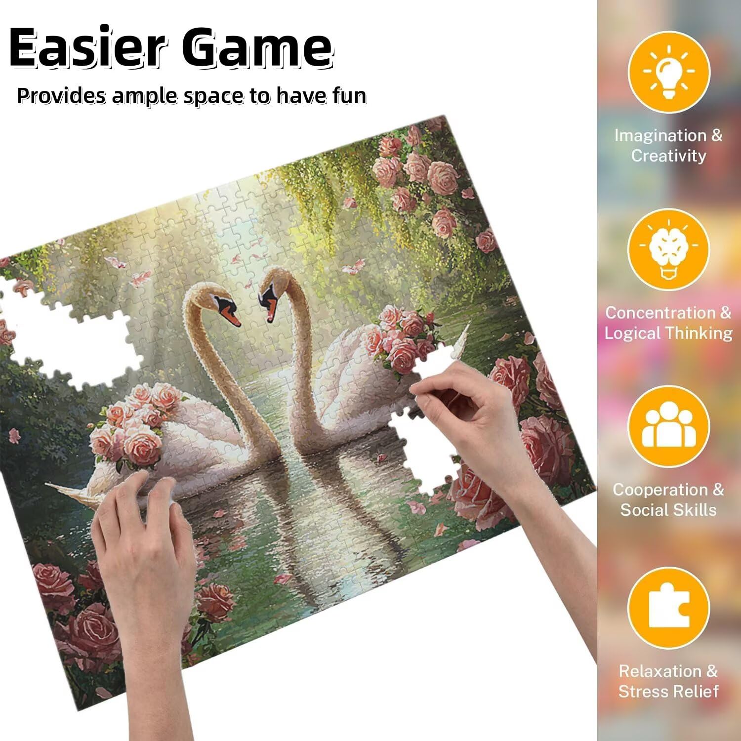 Jigsaw Puzzle, 4000 Pezzi Puzzle Classici, Rosa Puzzle Rilassamento Intelligence, Mpossibile Difficile Puzzle Impegnativo per Adulti Puzzle Gioco Familiare, Regalo per Amore Amico Cigno fr0-594