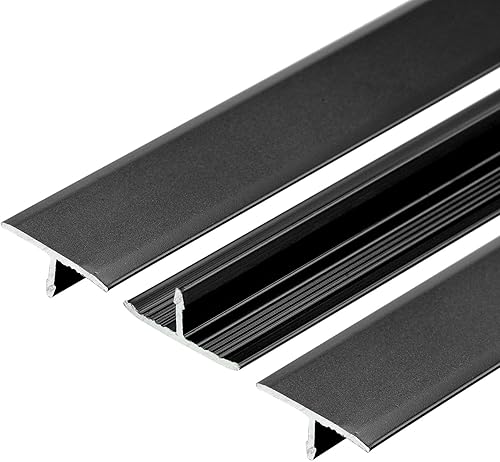 uxcell 3 tiras de transición de suelo de aluminio con moldura en T, 35.4 pulgadas35.4 in de puertaazulejoalfombra a azulejos, vinilo de azulejos de