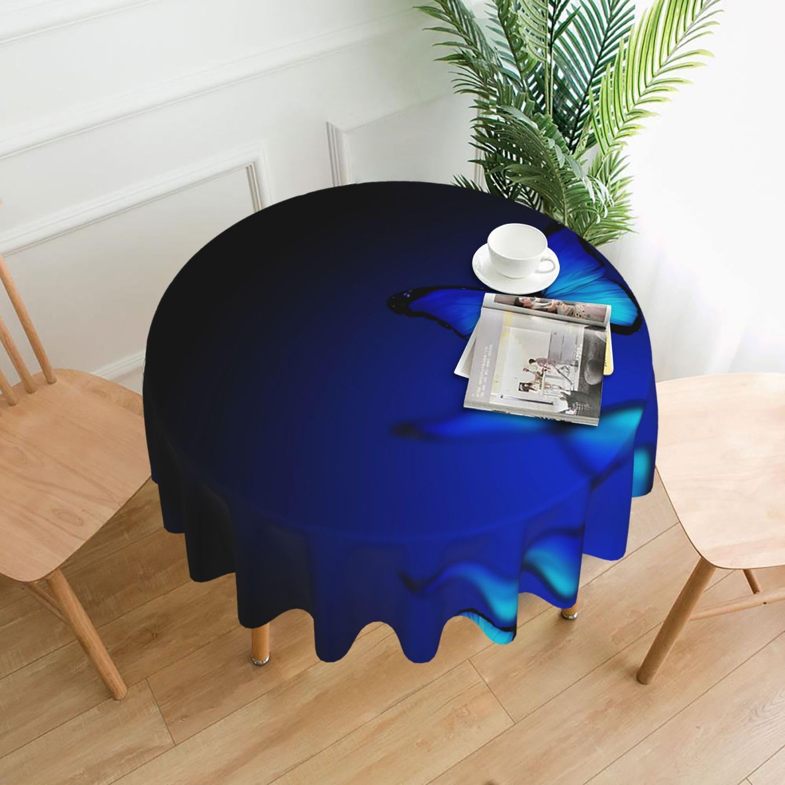 YYHHAOFA Butterfly Prints 60in Round Decorative Tablecloth – High-Grade Polyester Throw Cover for Dining, Parties, and Outdoor Events