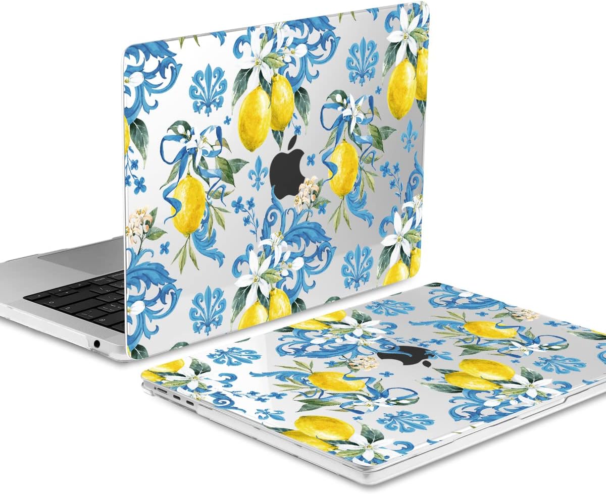 Batianda Compatible with New MacBook Air 13 inch Case 2026 2025 2024 2022 M5/M4/M3/M2 Chip Model A3240, Plastic Clear Hardshell Keyboard Cover & USB-C OTG Adapter, Lemon