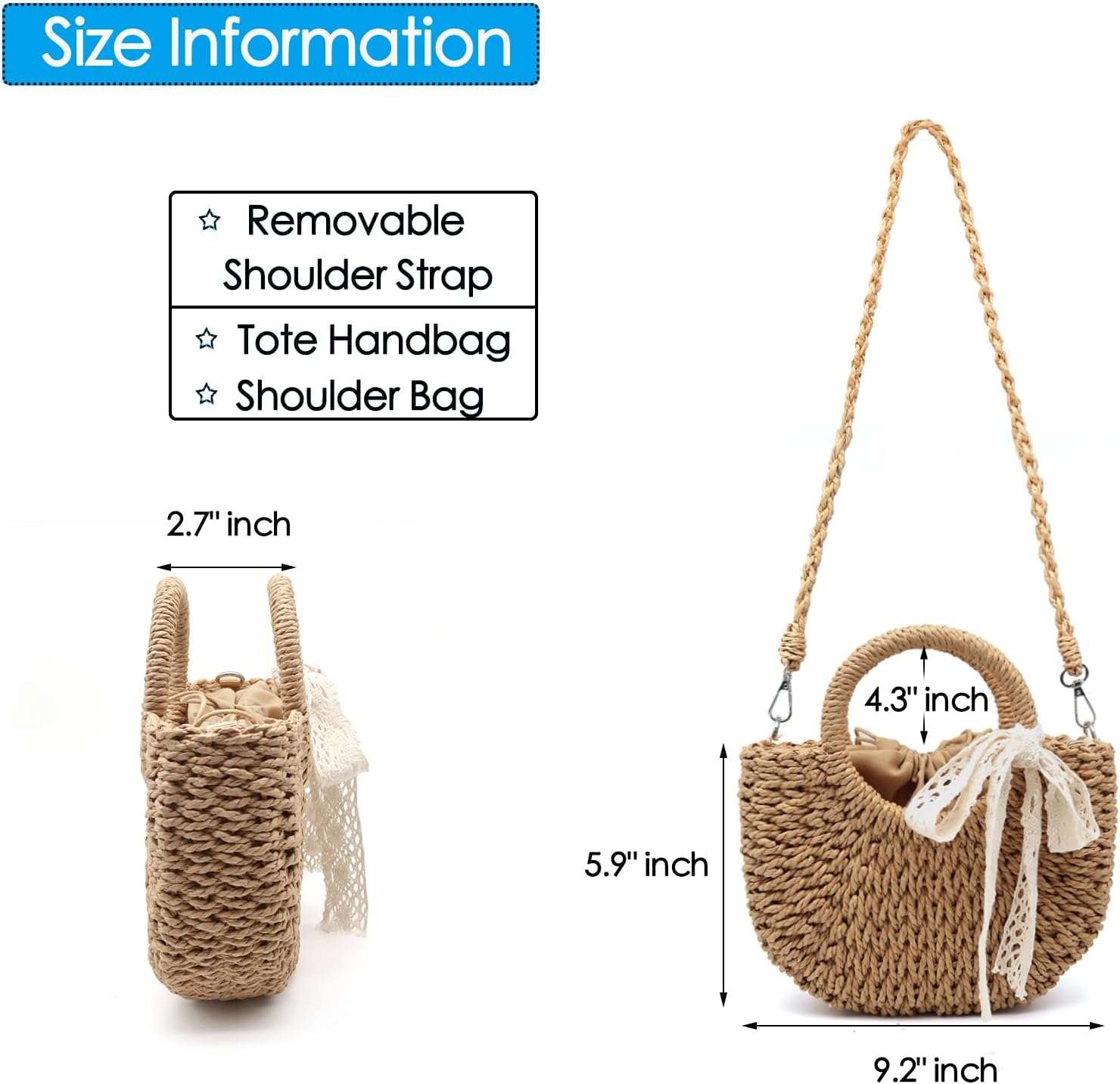 Straw Clutch Top Handle Handbags Rattan Straw Bag Summer Beach Tote Shoulder Bag Crossbody Travel Beach Tote