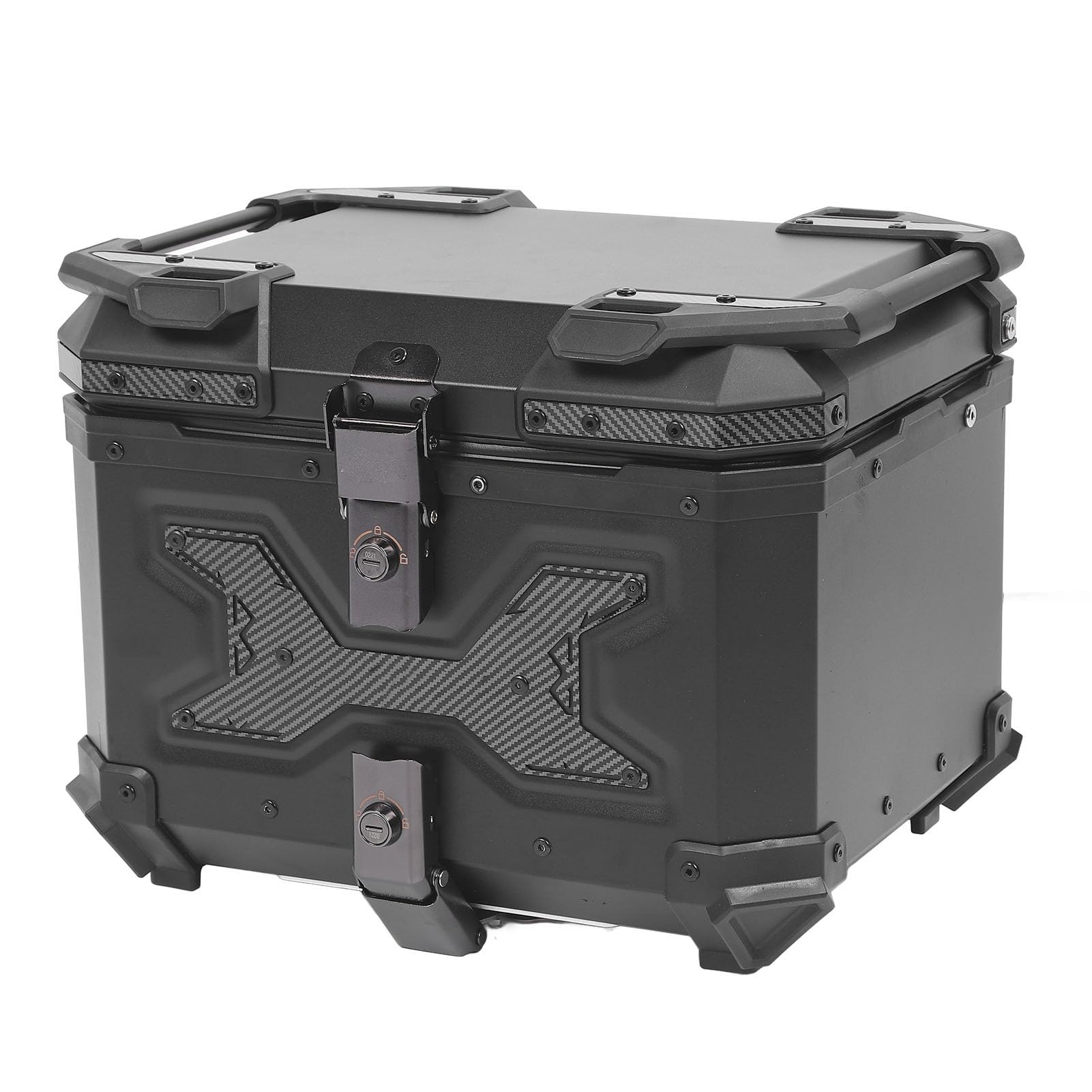 Focket Top Case de Moto, Coffre de Moto en Alliage d'aluminium 45 L, Sac à Bagages de avec Verrouillage de sécurité à 2 Clés et Base à Dégagement Rapide pour Le Rangement du Casque et du Matériel