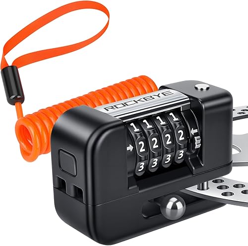 Cerraduras antirrobo, combinación de 4 dígitos, bloqueo de freno de disco con cable de recordatorio de 5 pies para bicicletas eléctricas,