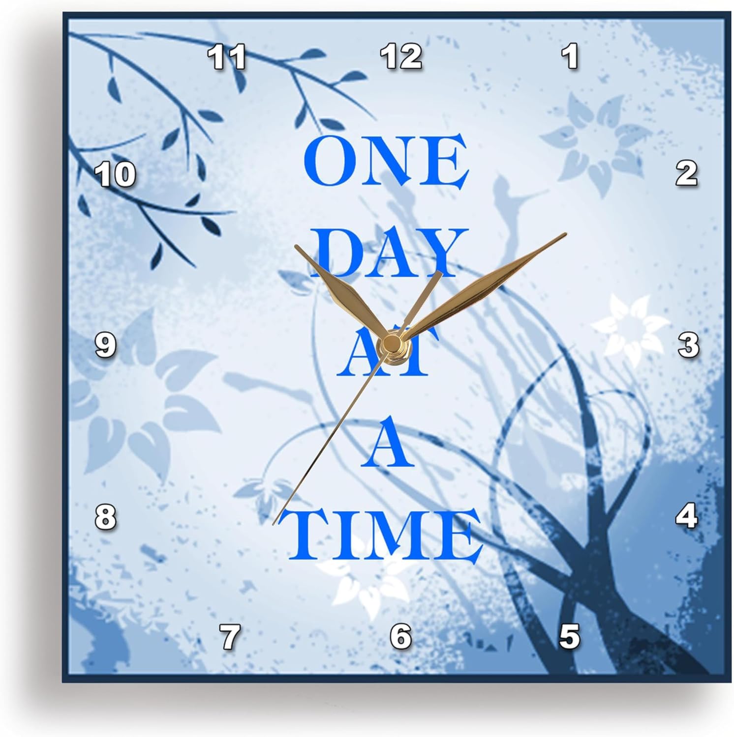 3dRose Wall Clock Silent - 13 inch - One Day at A Time On Colored Backgound - Numbers Symbols and Sayings