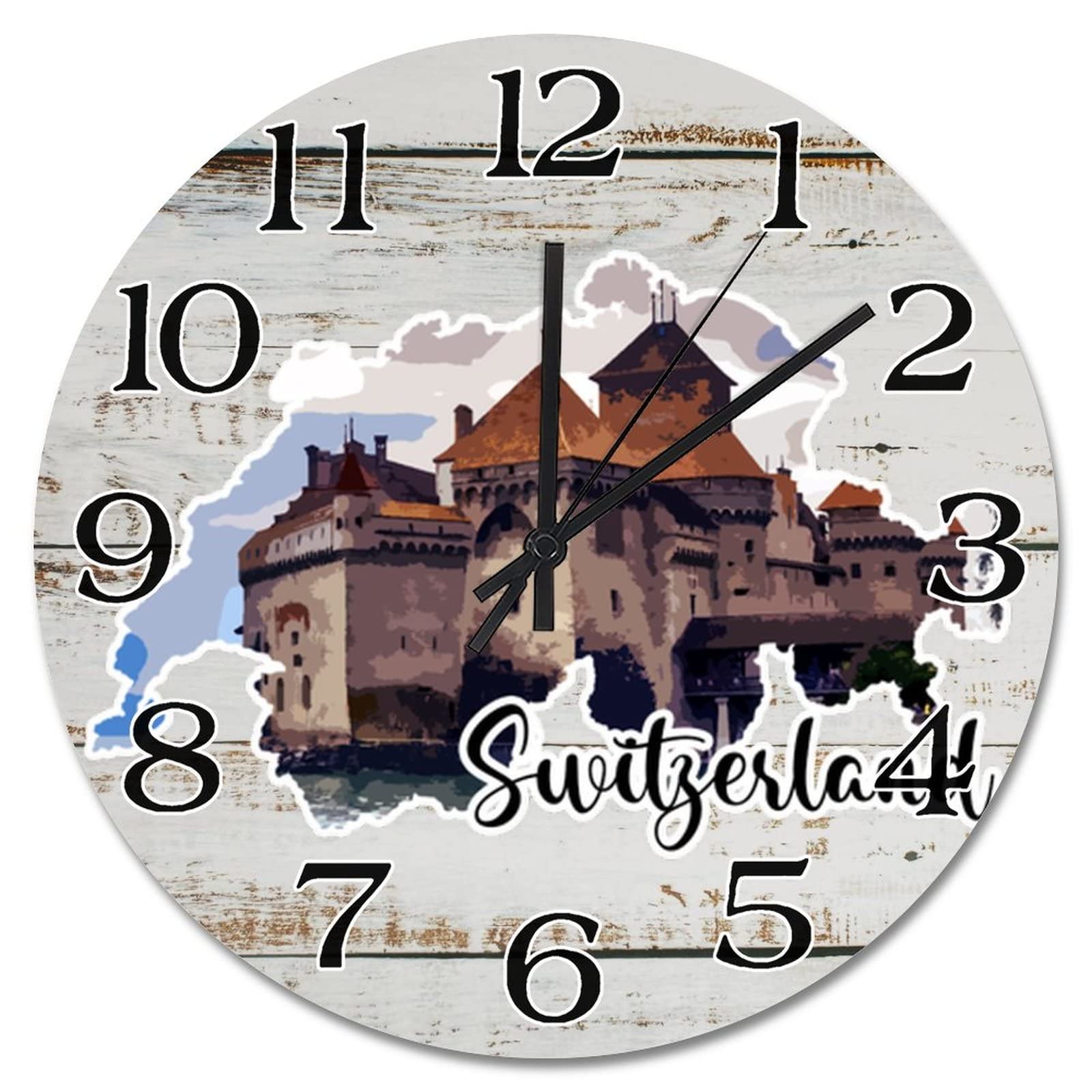 Horloge murale en bois style ferme pour décoration de salon chaleureux