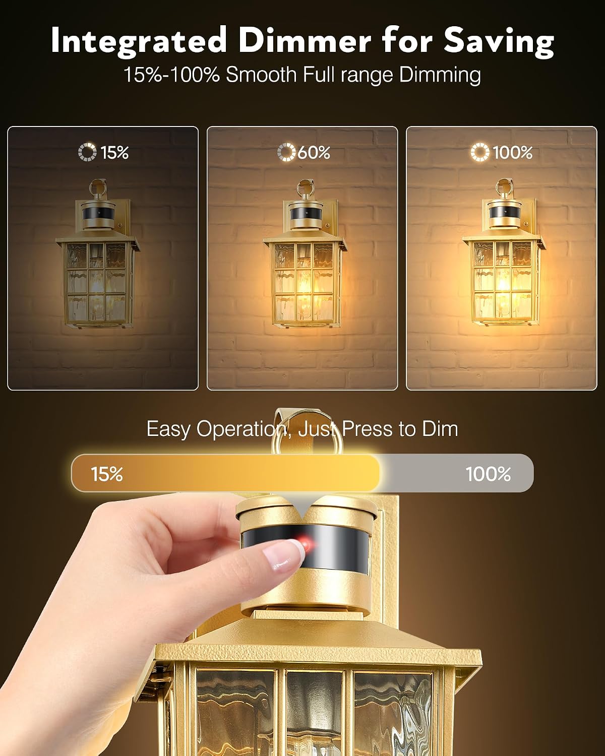 VIANIS 2 Pack Gold Motion Sensor Porch Lights Outdoor, Modern Exterior Lighting Fixtures Wall Mount for House, 100% Aluminum Waterproof Outdoor Sconce Lights, Anti-Rust Exterior Garage Light Fixtures