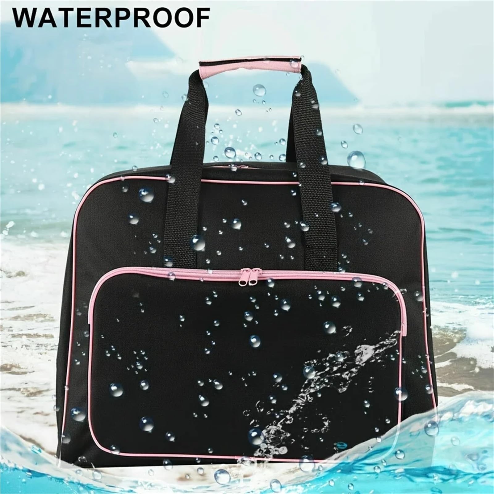 Bolsa for máquina de Coser, Funda Transporte for el hogar, Bolsa Viaje portátil, Multifuncional, Resistente al Polvo(Pink-Black)