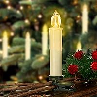 Vista 3 de 10 velas LED para ventana con temporizador remoto, velas cónicas sin llama, funcionan con pilas, luces de vela de Navidad parpadeantes blancas