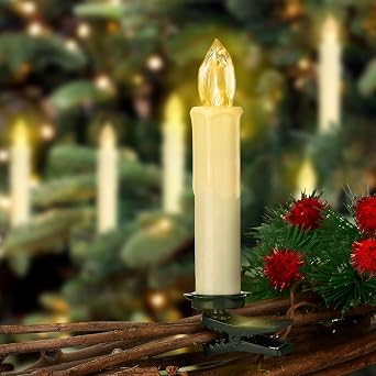 FPOO 10PCS LED Window Candles Remote Timer, Christmas Tree Candles, Ivory