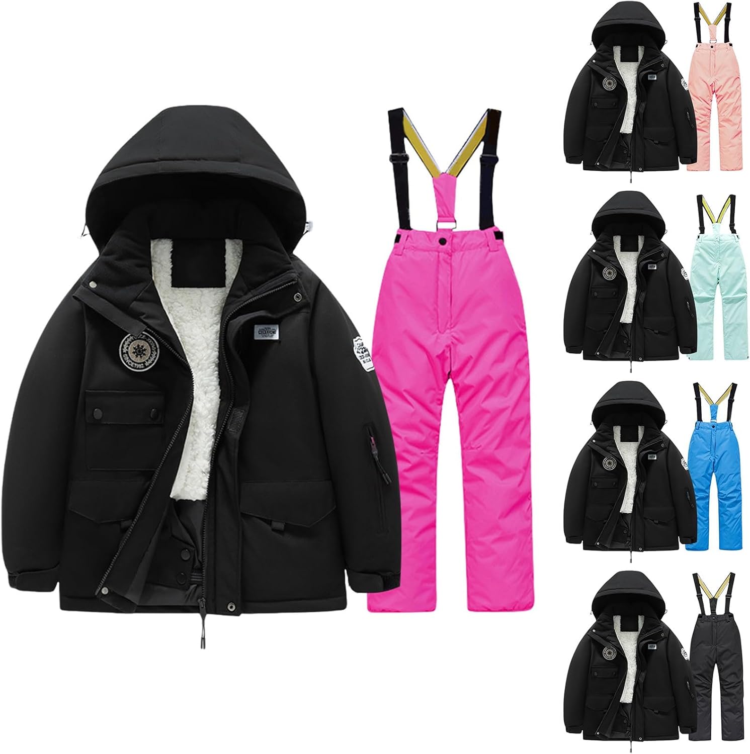 Betadog Toddler Girls Snowsuit Winter Clothes Baby Girl Down Jacket Kids Hooded Coat + Ski Pants Snow Outfits