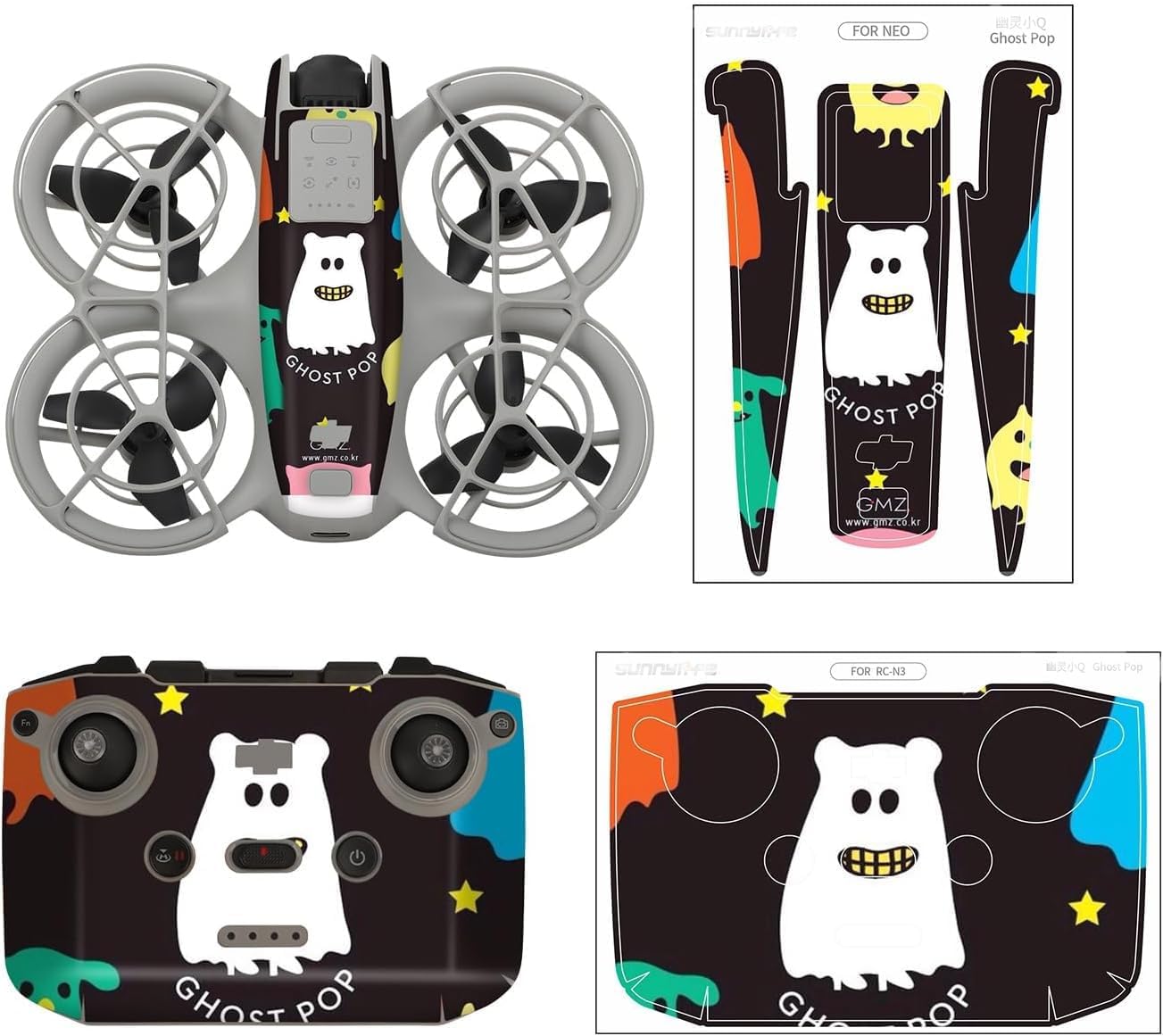 Neo Skin Stickers Set for DJI Neo Drone and Remote, Waterproof Drone Skin PVC Sticker Decal, Anti-Scratch Protective Film for DJI Neo Accessories (2)