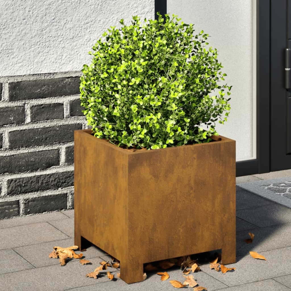 Macetero de 2 piezas, 30 x 30 x 30 cm, acero resistente a la intemperie, maceta pequeña para jardín, jardinera, para interior, patio, jardín, balcón