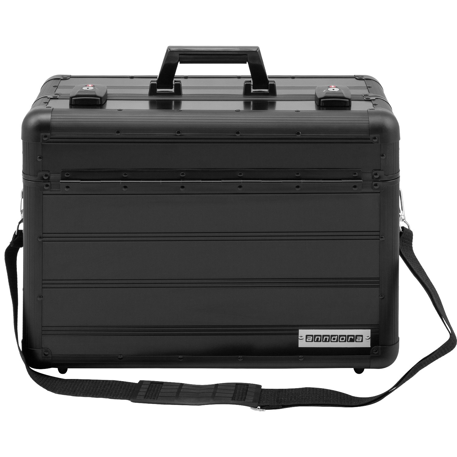 anndora Pilotenkoffer Businesskoffer TSA Schlösser Aluminium Oberfläche Schwarz