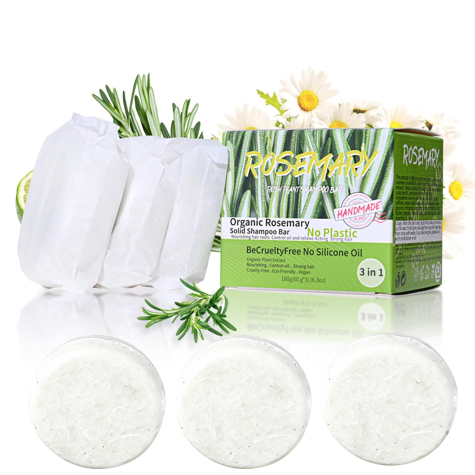 Rosemary Hair Shampoo Bar, Strengthens Hair Strands, Natural Oil Control