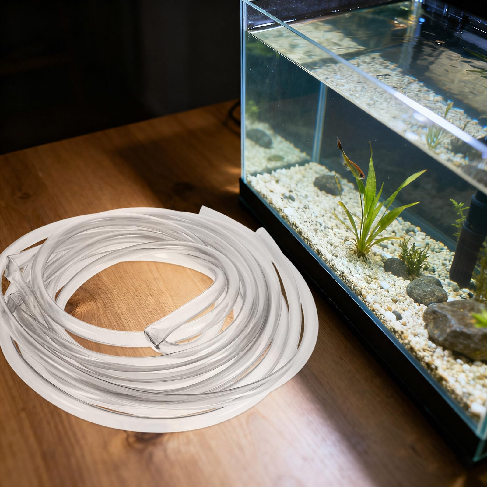 Toyvian Cambiador de Agua para Pecera con Sifón de PVC y Manguera de 5m, Kit de Mantenimiento para Acuarios de Agua Dulce y Salada con Abrazadera Incluida