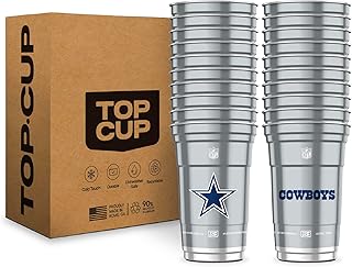 Top Cup NFL Dallas Cowboys 20 oz Reusable Aluminum Cups 20 Count | Officially Licensed, Durable, Reusable & Recyclable, Made in USA