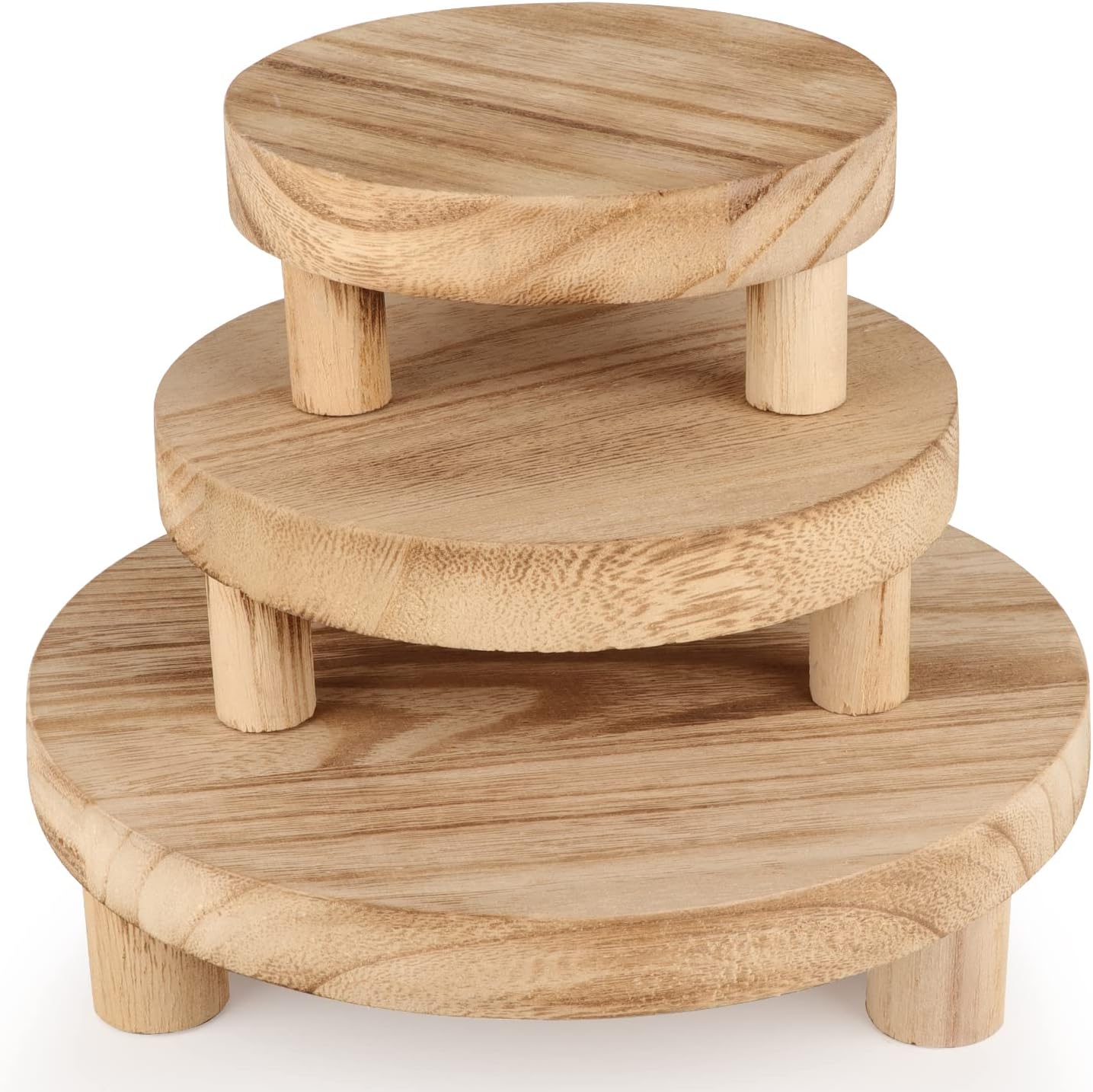 Amyhill 3 Pieces Wood Risers for Decor Wood Pedestal Mini