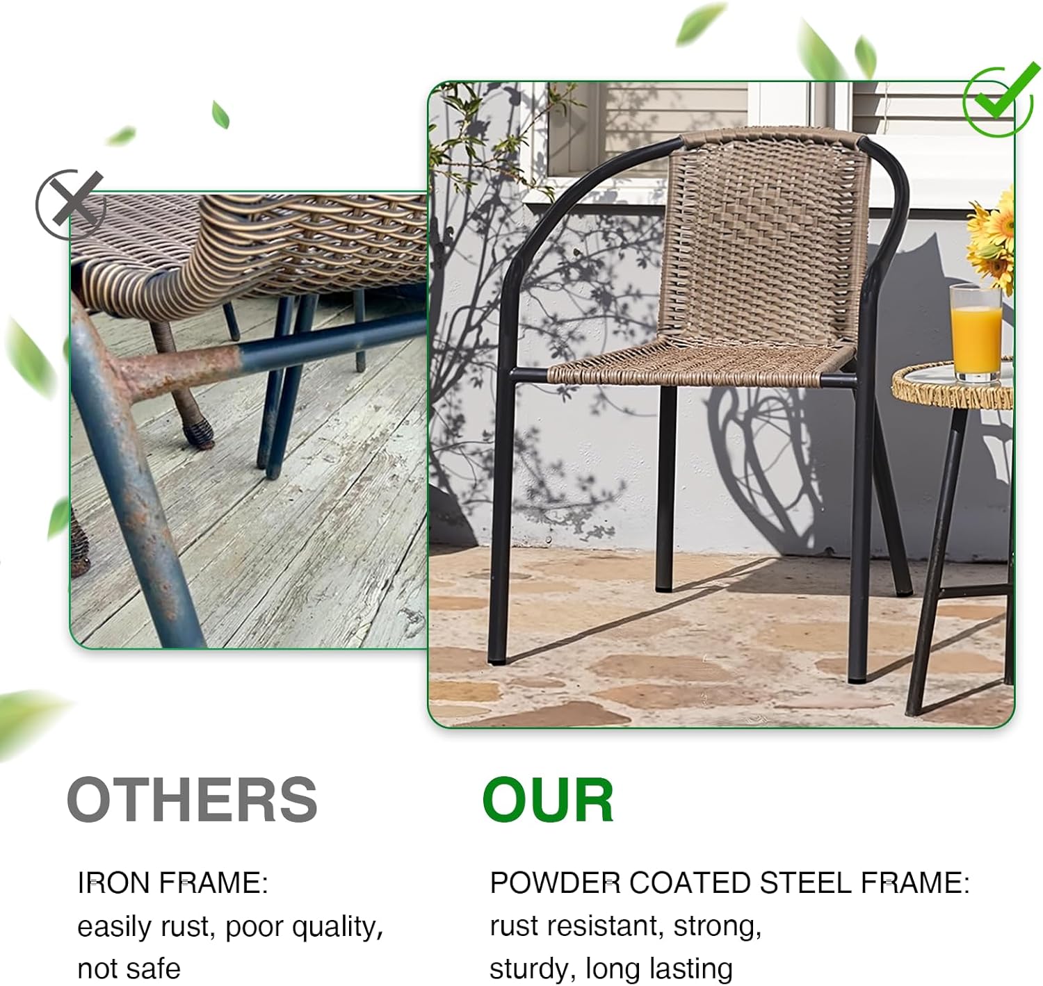 Close-up of a gaildon patio chair showing all-weather wicker, comfortable armrest, and strong steel frame details