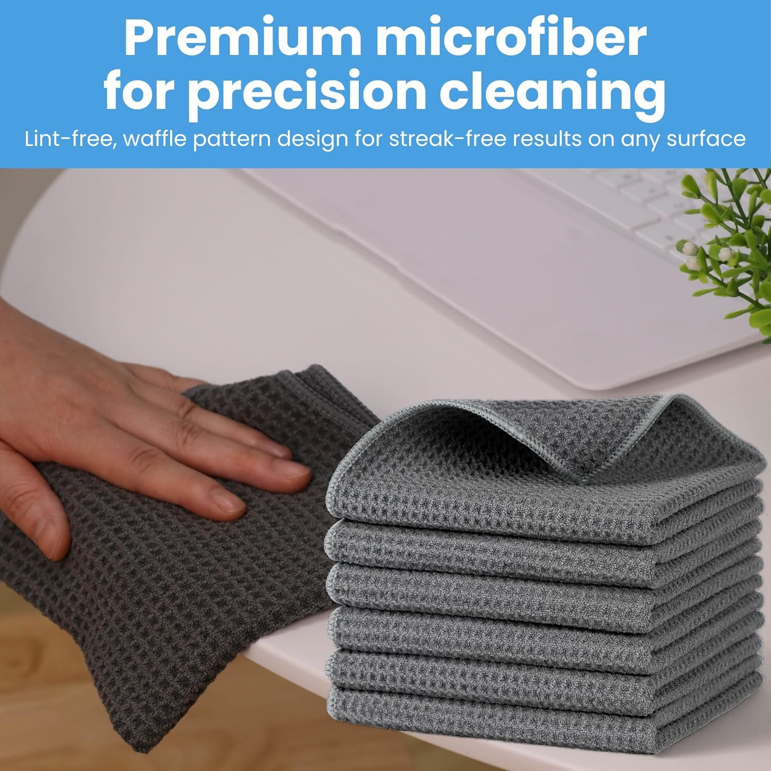 Microfiber Towels for Cars 12 x 12 inches Waffle Weave Microfiber Towel Barista Towels Multipurpose Use Lint Free — view 2