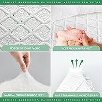 Vista 4 de UNILIBRA Protector de colchón impermeable tamaño twin, cubierta de colchón refrescante de rayón de aire 3D hecho de bambú, protector de colchón