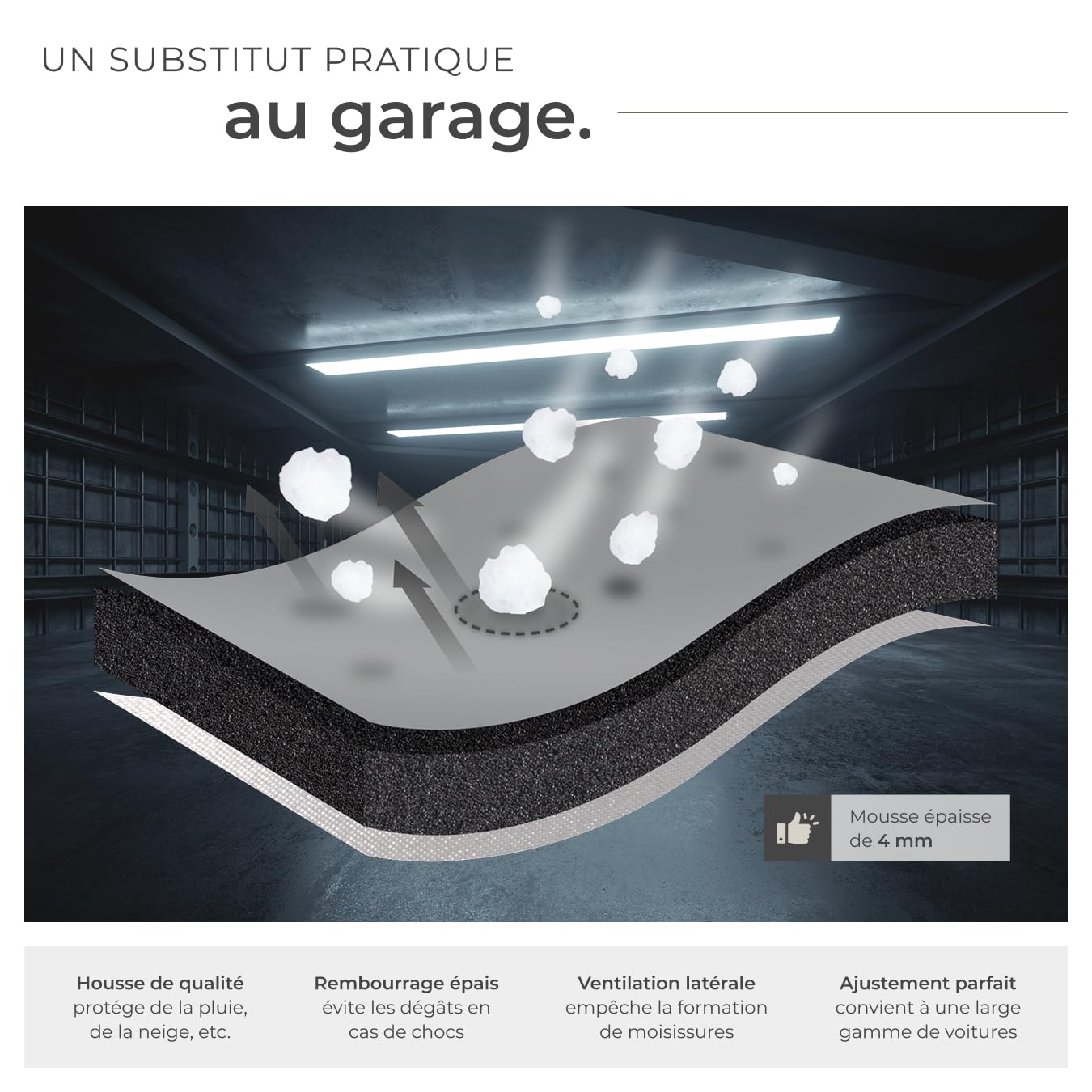 tectake® Bâche de protection pour Voiture Extérieur Bâche imperméable, Respirant, Housse de voiture Anti-grêle, Bandes réfléchissantes, Anti-UV, Anti-poussière, Anti-moisissure pour Petite voiture SUV