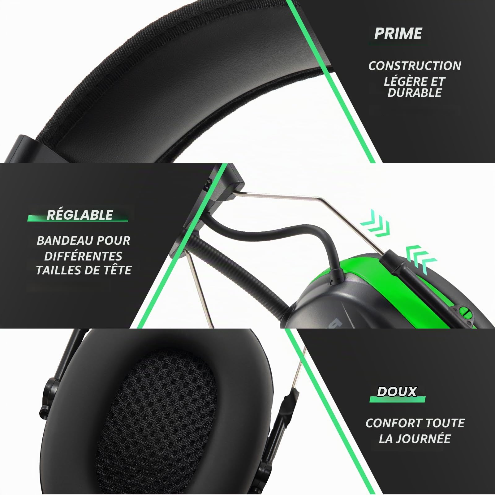 Casque anti Bruit Radio DAB + / FM et Bluetooth 5.4, casques sans fil à annulation de bruit pour atelier, jardin/tonte, SNR 30dB