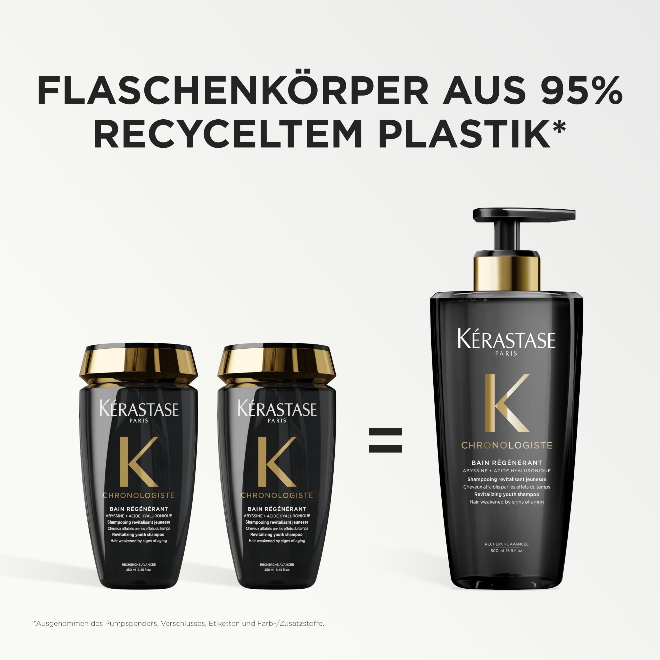 Kérastase Chronologiste Bain Régénérant Shampoo Refill, Anti-Aging Pflege mit Hyaluronsäure & Abyssin, für kräftigeres, glänzenderes Haar, Nachfüllflasche, 500 ml