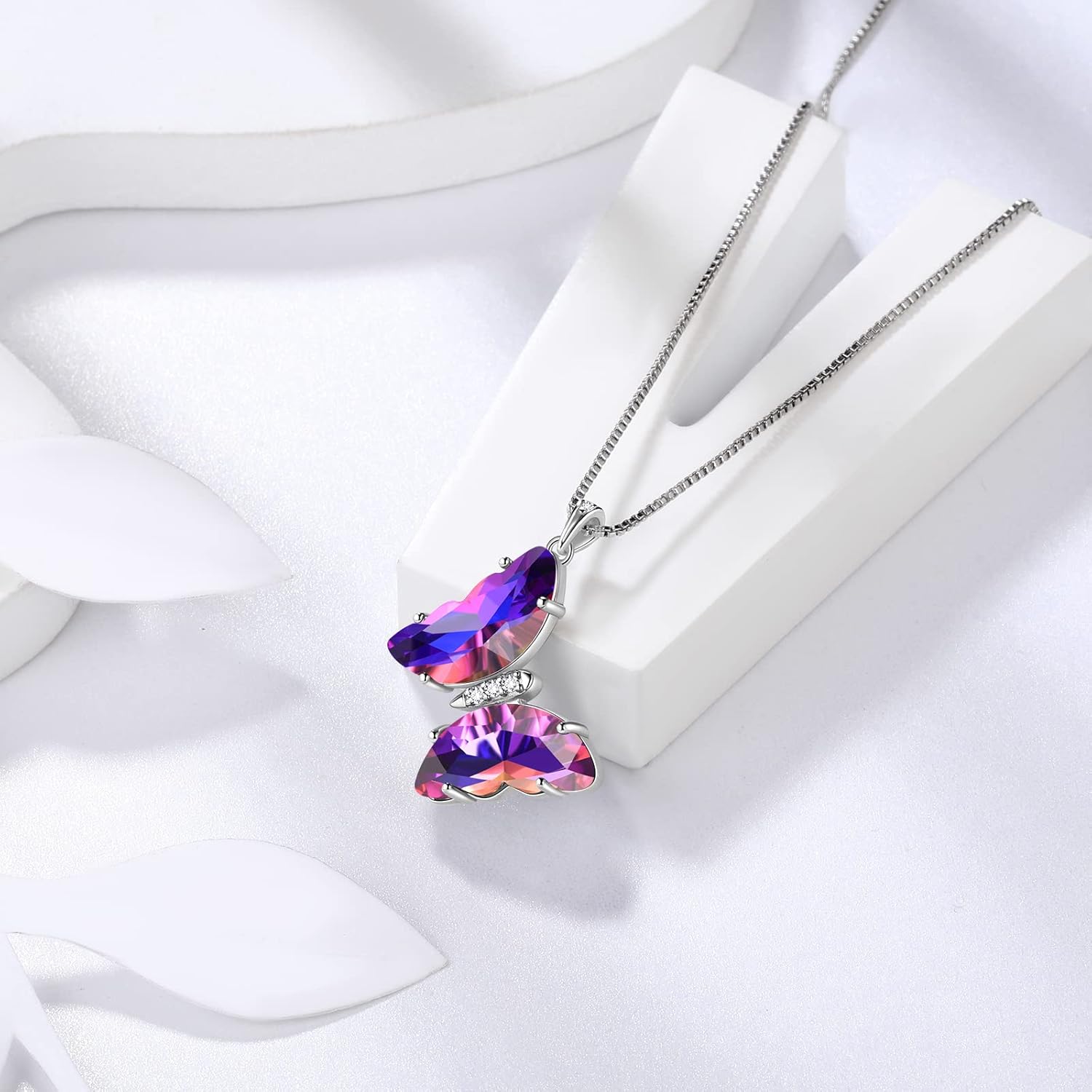 Aurora Tears Butterfly Necklace Earrings Ring Bracelet - Women 925 Sterling Silver Animal Butterflies Birthstone Pendant Crystal Wedding Birthday Jewelry - Image 3