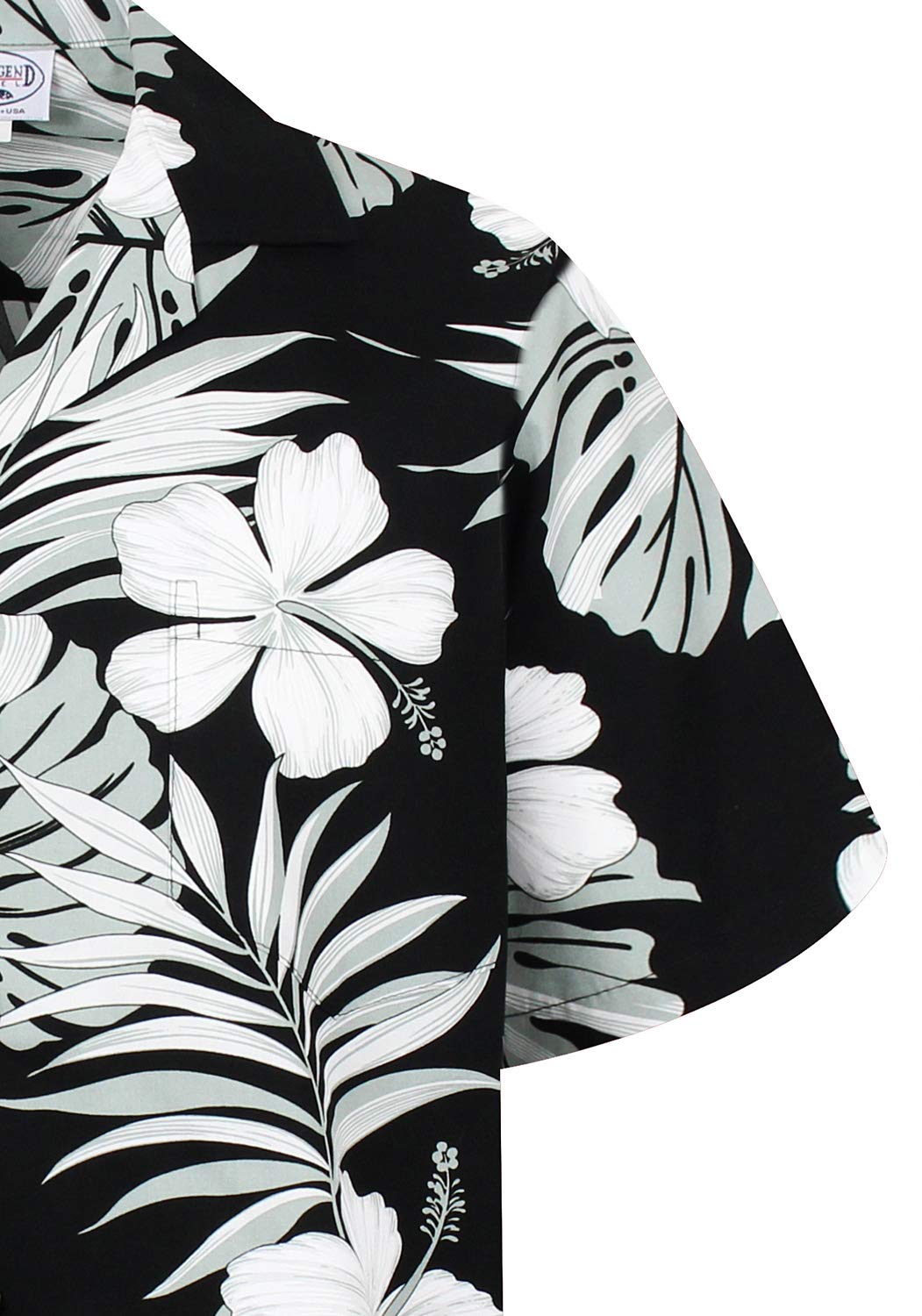 P.L.A. Original Camicia Hawaiana, Black White Grey Flower, nero L