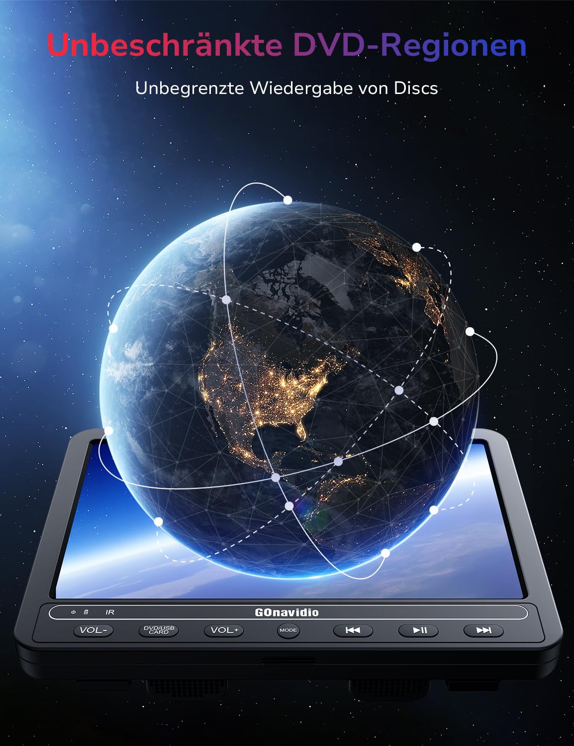 10,5" Tragbarer DVD Player Auto mit 2 HD-Bildschirm, 4-5 Stunden Wiederaufladbare Batterie, Auto Fernseher DVD Player mit Dual-Lautsprechern, Autoladegerät, 2 Kopfhörern, Sync TV/USB/SD-Karte
