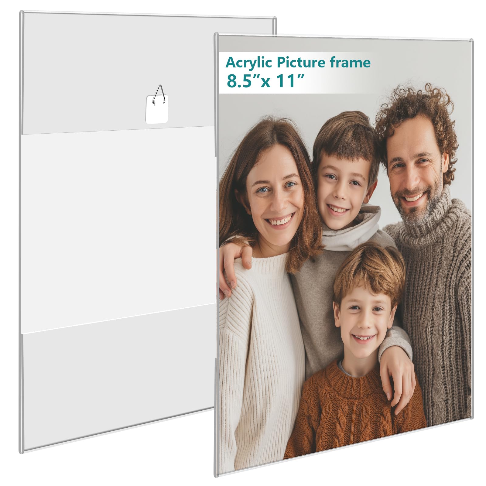 Bluesun 8.5x11 Picture Frame set of 2 pack Acrylic Frames -8.5x11 Business License Certificate Frame Great for Hanging Wall Vertical, Frameless Clear